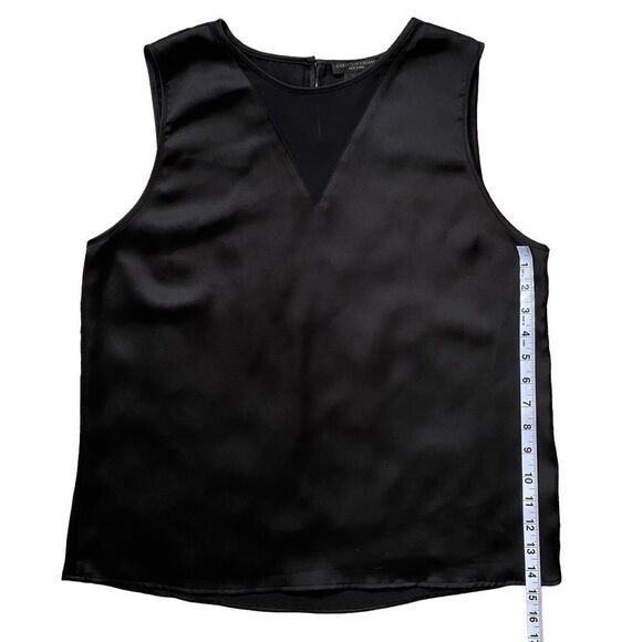 Christian Siriano Black Sleeveless Sheer V-Neck Keyhole Back Blouse Size Large - Picture 9 of 10
